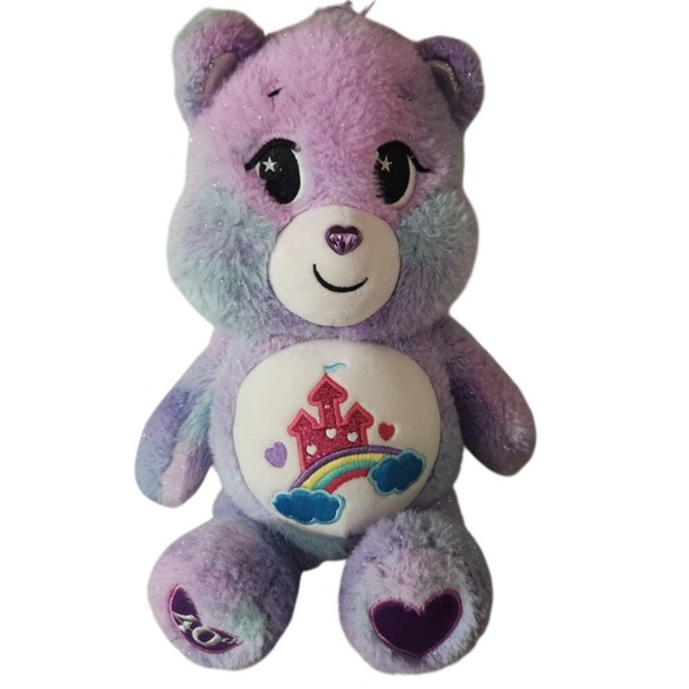 Care Bears Sparkle Castle Rainbow Plush Toy Purple Blue Glitter Stuffed Animal